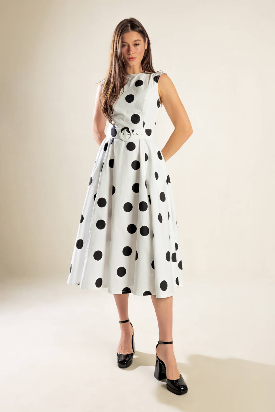 ECHOING FJORD WOVEN MIDI DRESS Flying Tomato